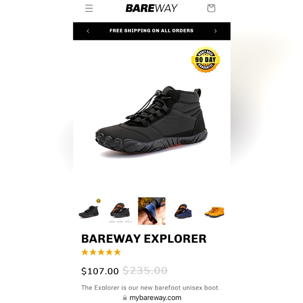 Bareway minimalist explorer boot men’s 9